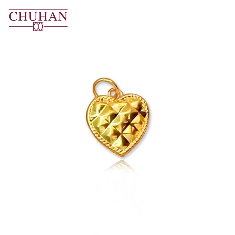 

Подвеска в виде сердца CHUHAN из настоящего 24-каратного золота с бриллиантами в клетку, золотой однотонный Золотой классический стиль Au999, роск...