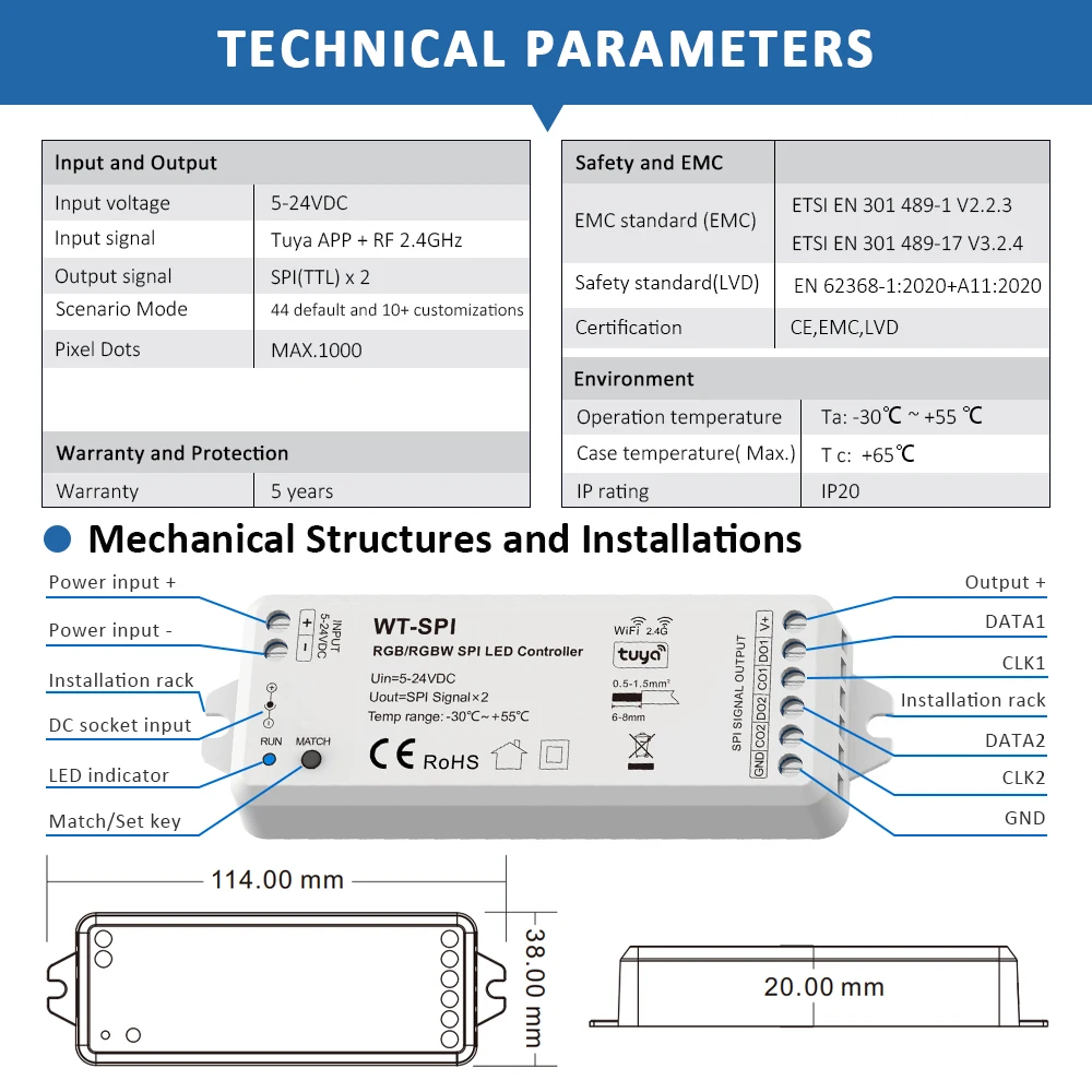 Умный Модифицируемый контроллер E27 RGBW WS2811 WS2812 SK6812 WS2814