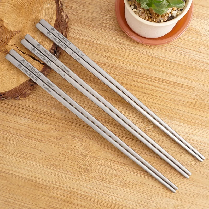 

New Titanium Alloy Chopsticks Frosted Titanium Tableware Titanium Alloy Outdoor Reusable Atableware Picnic Outing Accessories
