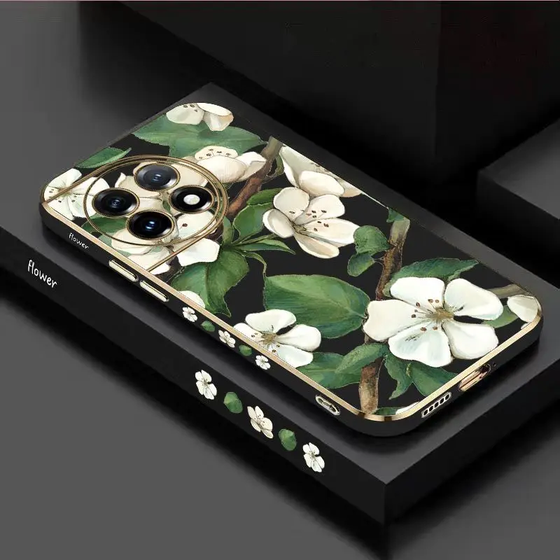 

Fresh Flower Luxury Plating Phone Case For Oneplus 11 11R 10R 10T 10 Pro 9 9R 9RT 8T 8 8 Pro Cover