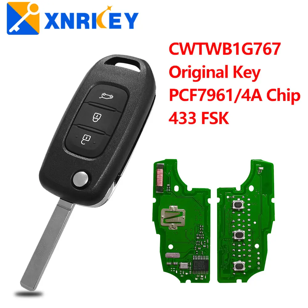 

XNRKEY Flip Remote Key PCF7961M/4A 433 FSK for Renault Megane III Dacia Duster Kadjar Captur Symbol FCC: CWTWB1G767 Original Key