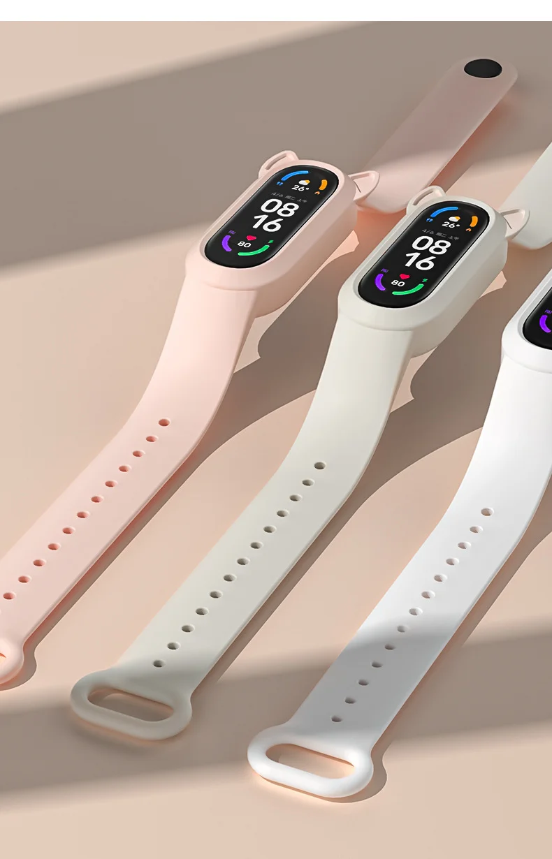 Cute Strap For Xiaomi Mi Band 7 6 5 4 Cartoon Cat Ear Case Silicone Band Replacement Belt for MiBand6 Miband5 Miband7 Wristband