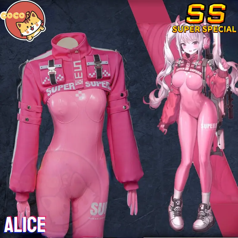 

CoCos-SS Game Nikke Alice Cosplay Costume Game Nikke The Goddess of Victory Cosplay Alice Pink Bodysuit Costume and Cosplay Wig