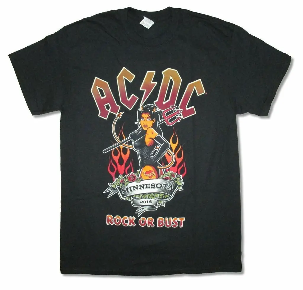 

AC/DC St. Paul Minnesota Event 2016 Rock Or Bust Black T Shirt New