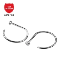 astm f136 titanium d shape simple nose ring street style pierced tragus spiral stud hoop trend fashion body jewelry