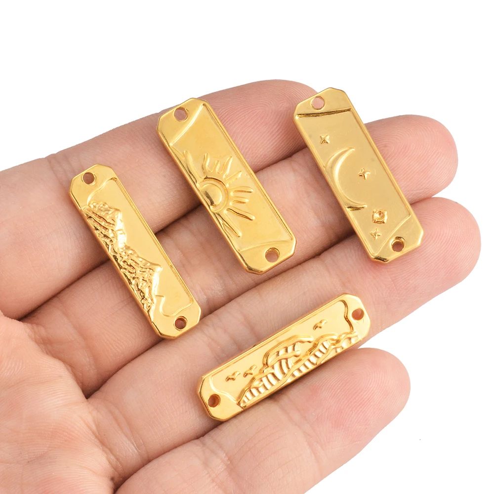 5pcs/lot Stainless Steel Oil Pressure Moon Sun Mountains Charms Pendant For DIY Fashion Necklace Bracelets Jewelry Accessories