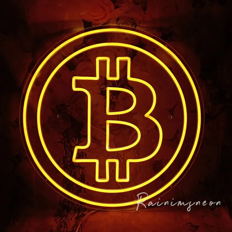 Светодиодный неоновый светильник Биткоин на заказ светодиодный для бара