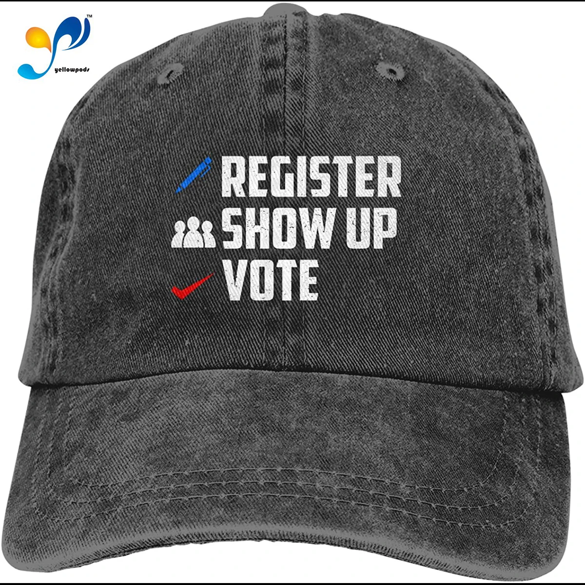 

Register Show Up Vote-1 Hat Vintage Denim Baseball Caps Cotton Dad Hat Adjustable Sandwich Hat Unisex Sombrero De Mujer
