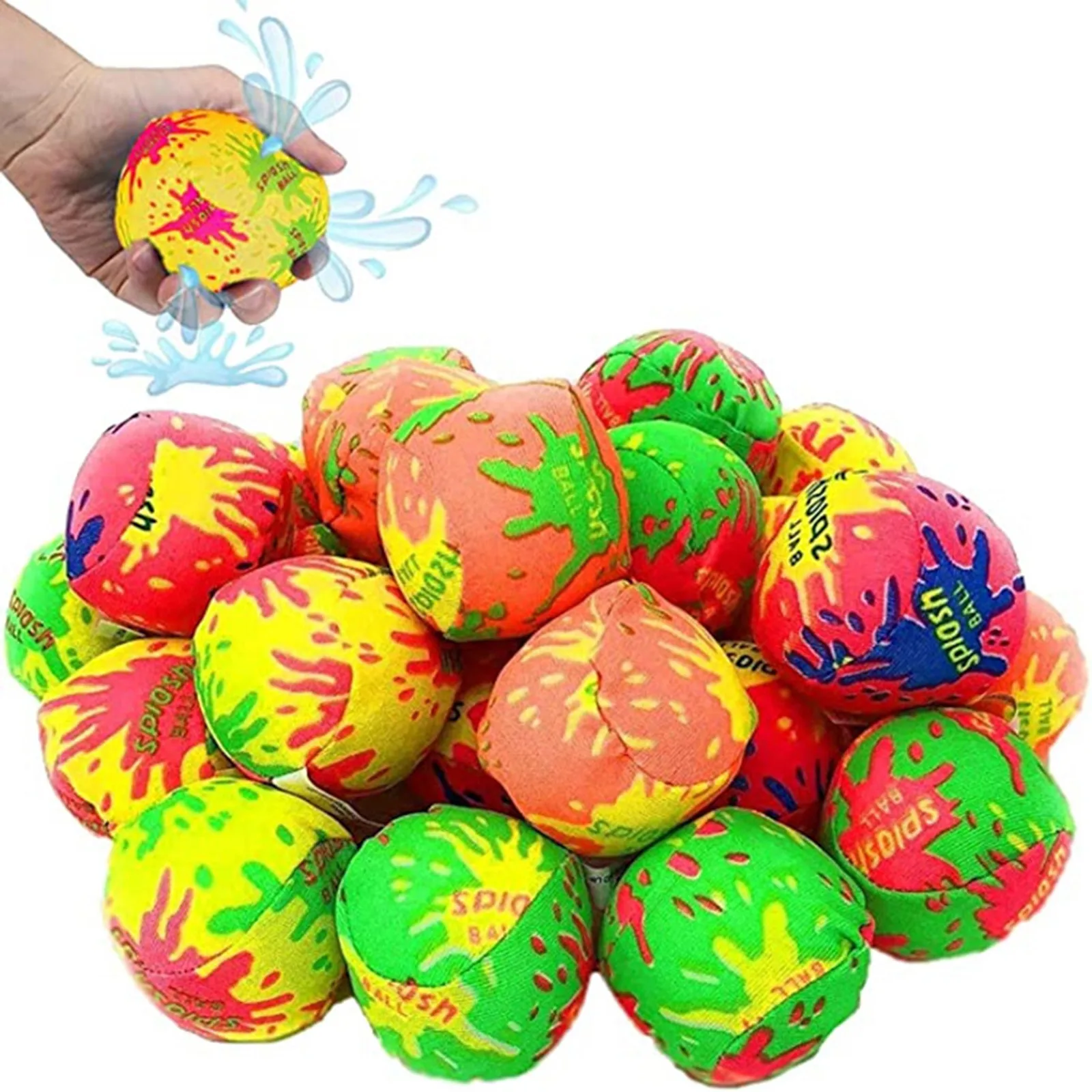 

12/24pcs Fun Water Balls Novelty Reusable Water Toys Beach Splash Balls Absorbent Cotton Balls Cotton Soaker Bomb Balls Kids Toy