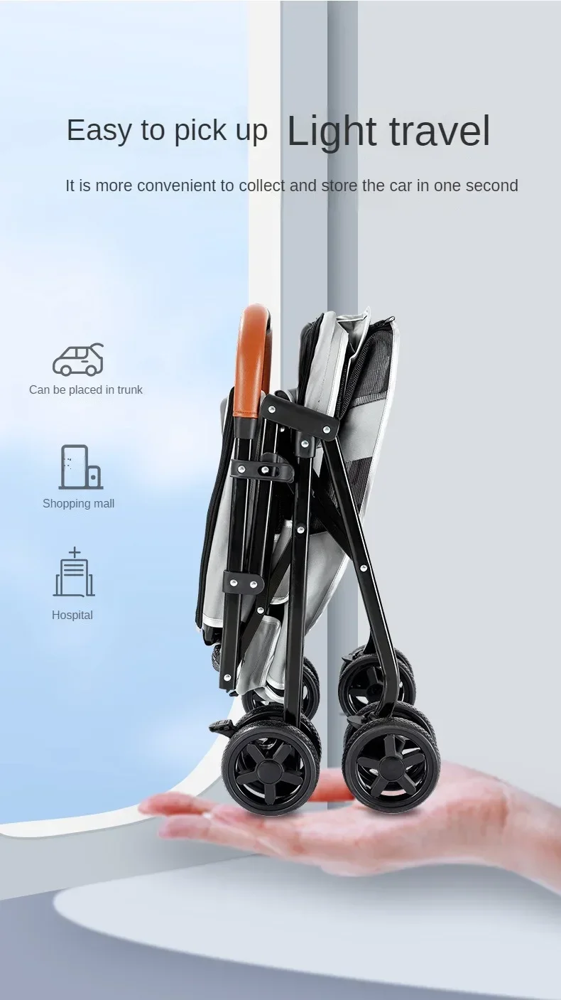 Прогулочная коляска для домашних животных двухслойная Складная дышащая двух