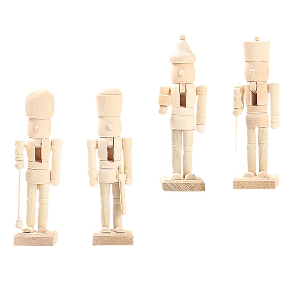 

Nutcracker Christmas Wooden Unfinished Diy Wood Ornaments Figurines Ornament Nutcrackers Puppet Unpainted Soldier Decor Figurine