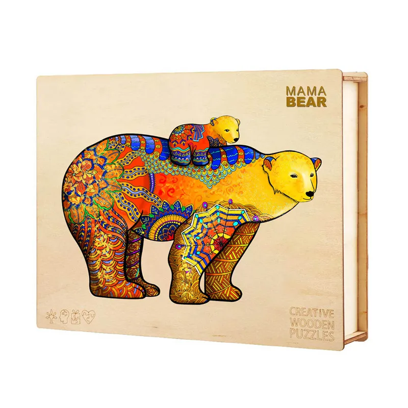 

Bear Family Wooden Puzzle Animal Shape Wooden Jigsaw Puzzle For Adult Children Wood Toys DIY Crafts Educatioal Kid Puzzle Bois
