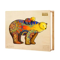 bear family wooden puzzle animal shape wooden jigsaw puzzle for adult children wood toys diy crafts educatioal kid puzzle bois