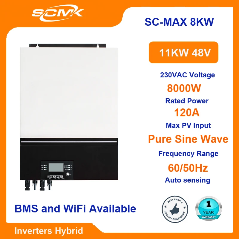 

8KW Inverter 48V 220V Mppt 120A New High Power Supply WiFi Available Hybrid Pure Sine Invert for Home Using