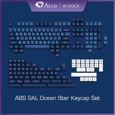 Набор колпачков Akko BOW / WOB / Ocean Star/черные и золотые колпачки для клавиш SAL Profile 195-key ANSI/ISO макет ABS колпачки для механических клавиатур MX