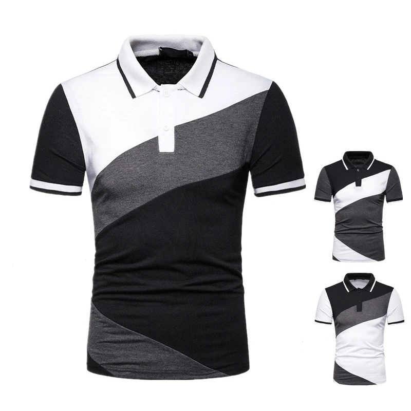 

Рубашка-поло мужская с коротким рукавом, рубашка-поло контрастных цветов, Повседневная модная уличная одежда, лето