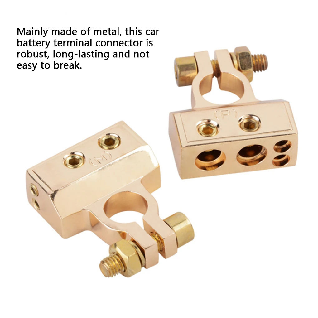 

Universal Car Battery Top Post Terminal Connectors Replacement Portable Fast Release Clamp Automotive Spare Parts Gold