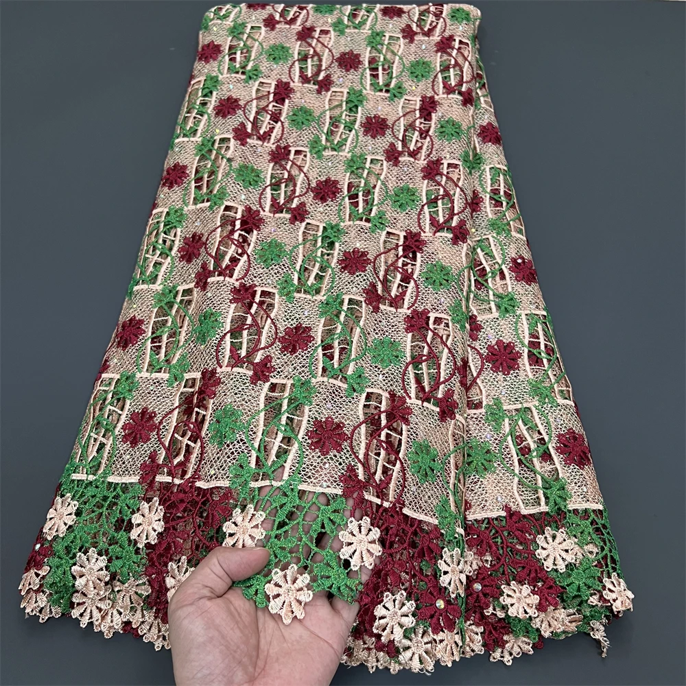 2024 новейшая африканская кружевная ткань с бисером белая вышивка французская