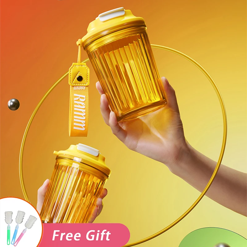 

Cute Water Bottle For Girl 450ml Creative Coffee Mug Sport Drinking Plastic Tumbler Summer Travel Kettle Portable Kid Kawaii Cup