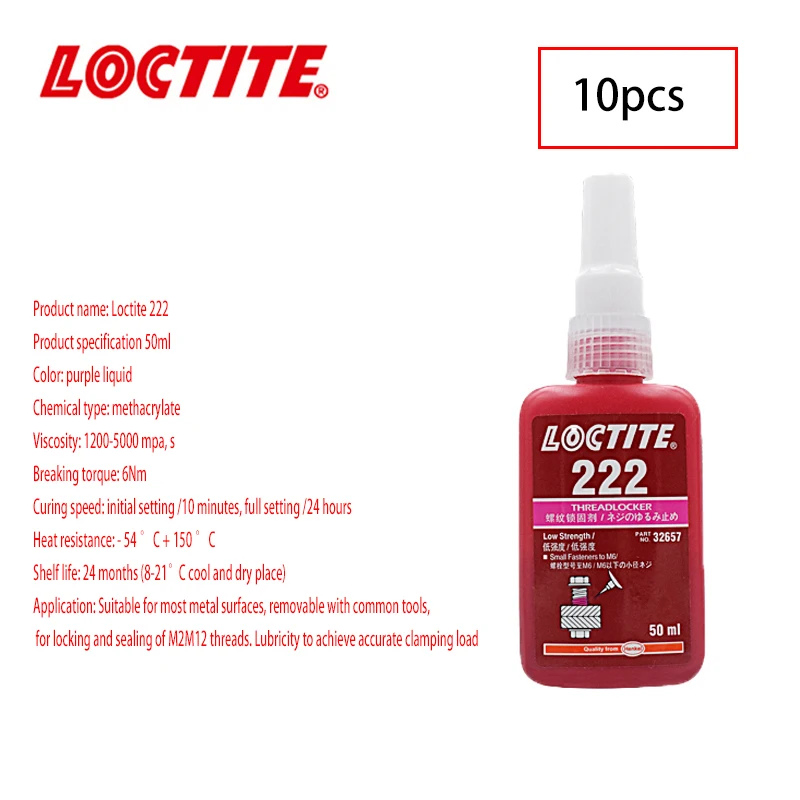 

Loctite 50ml 241 10pcs Screw Adhesive Anaerobic Glue Thread Locking Seal Glue For All Kind Metal Thread