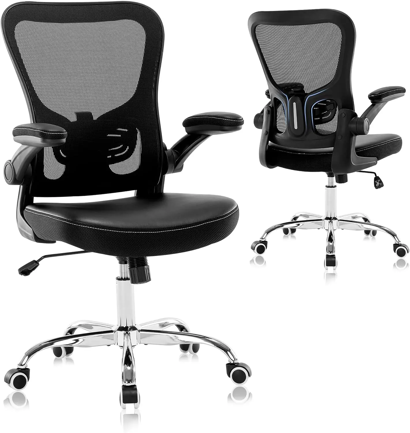 

Стул, компьютерное эргономичное кресло с подушкой из ПУ, Сетчатое кресло для компьютера средней высоты, домашнее компьютерное кресло с откидывающейся спинкой, регулируемое поясничное кресло