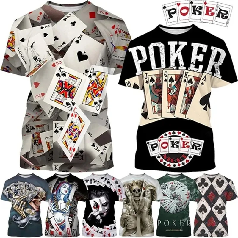 

New Arrivals Casual Skull Poker Printed T-Shirt Men Short Sleeve Tee Shirt Homme Design Tee Tops Male Summer Tops 3d T Shirt