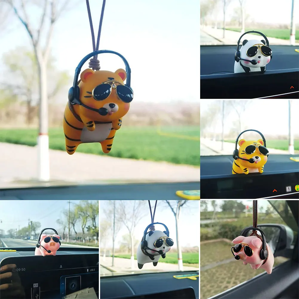 

Car Interior Cute Panda/pig/tiger/accessories Animal Doll Toy Fixed Ornaments Car Pendant Car Rearview Mirror Pendant