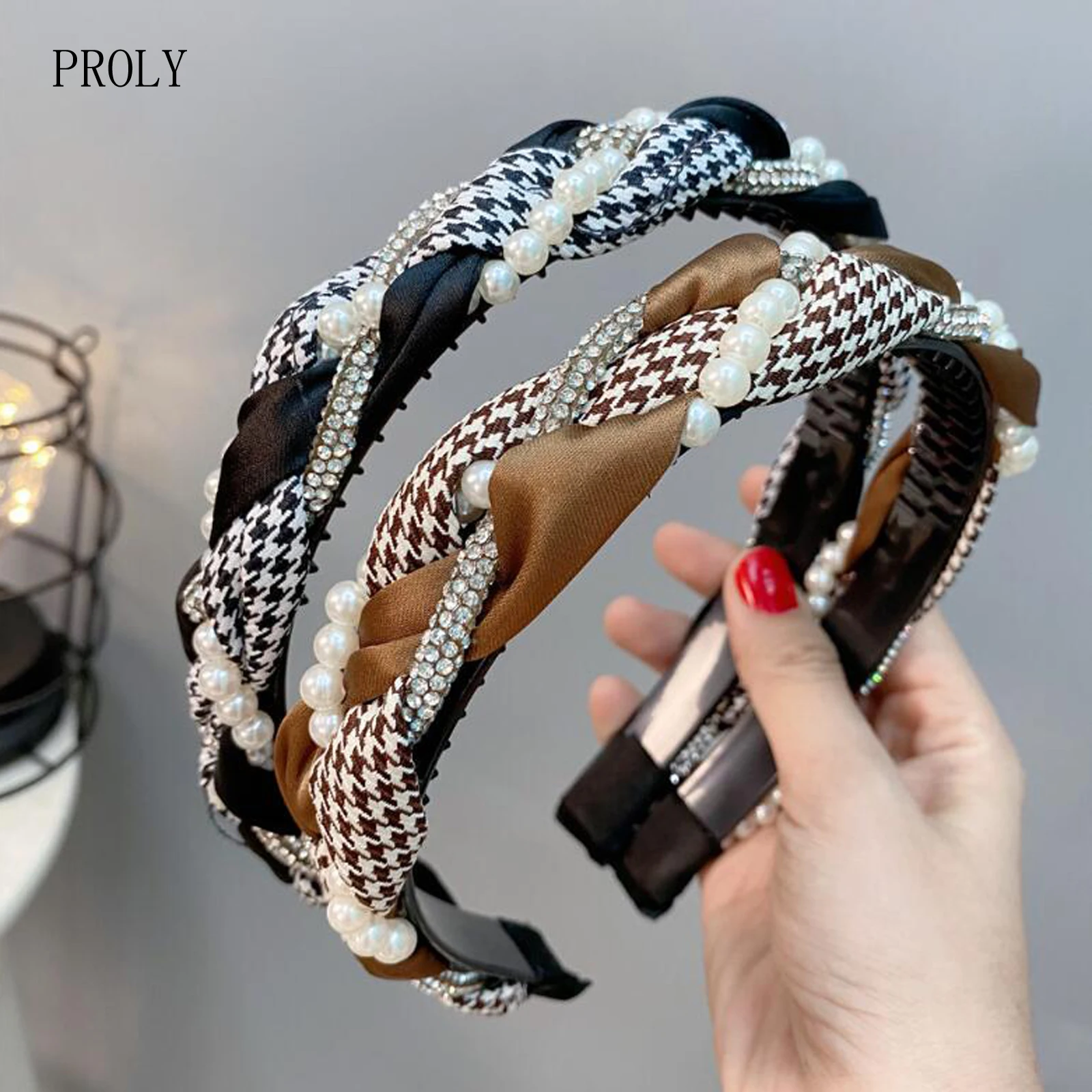 

PROLY New Fashion Women Hair Accessories Multi-layer Cloth Headband Top Quality Pearls Hairband Adult Turban Wholesale