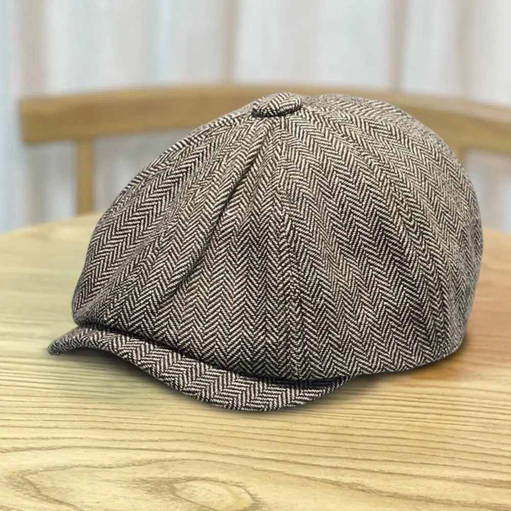 

Прочный Мужской берет, эластичный Ретро реквизит для фотосъемки, берет художника с рисунком в елочку, берет, повседневная одежда