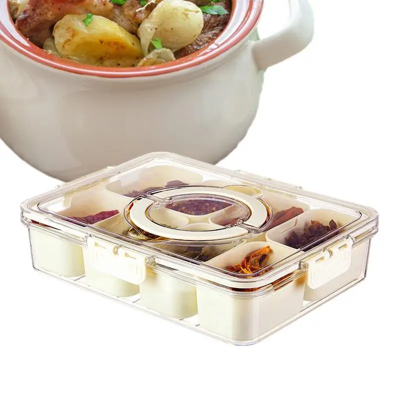 

Seasoning Containers High Quality 8 Compartments Spice Storage Box Large Capacity Divided Sealed Boxes With Handle For Kitchen