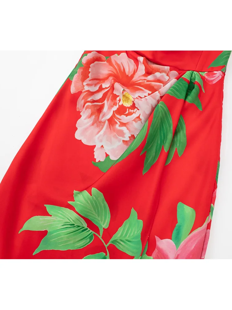 Платье-макси летнее с открытыми плечами без рукавов цветочным принтом |