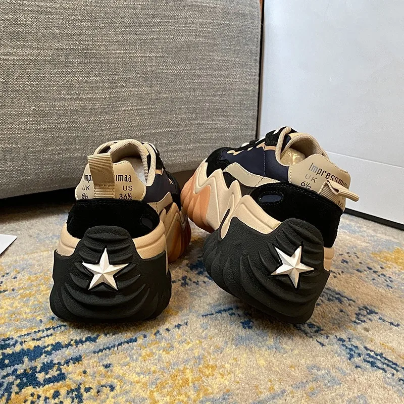 

Luxury Women Shoes Designers Shoes Platform Lace-up Sneakers Female Casual Street Thick Sole Running Vulcanized Shoes Mujer New