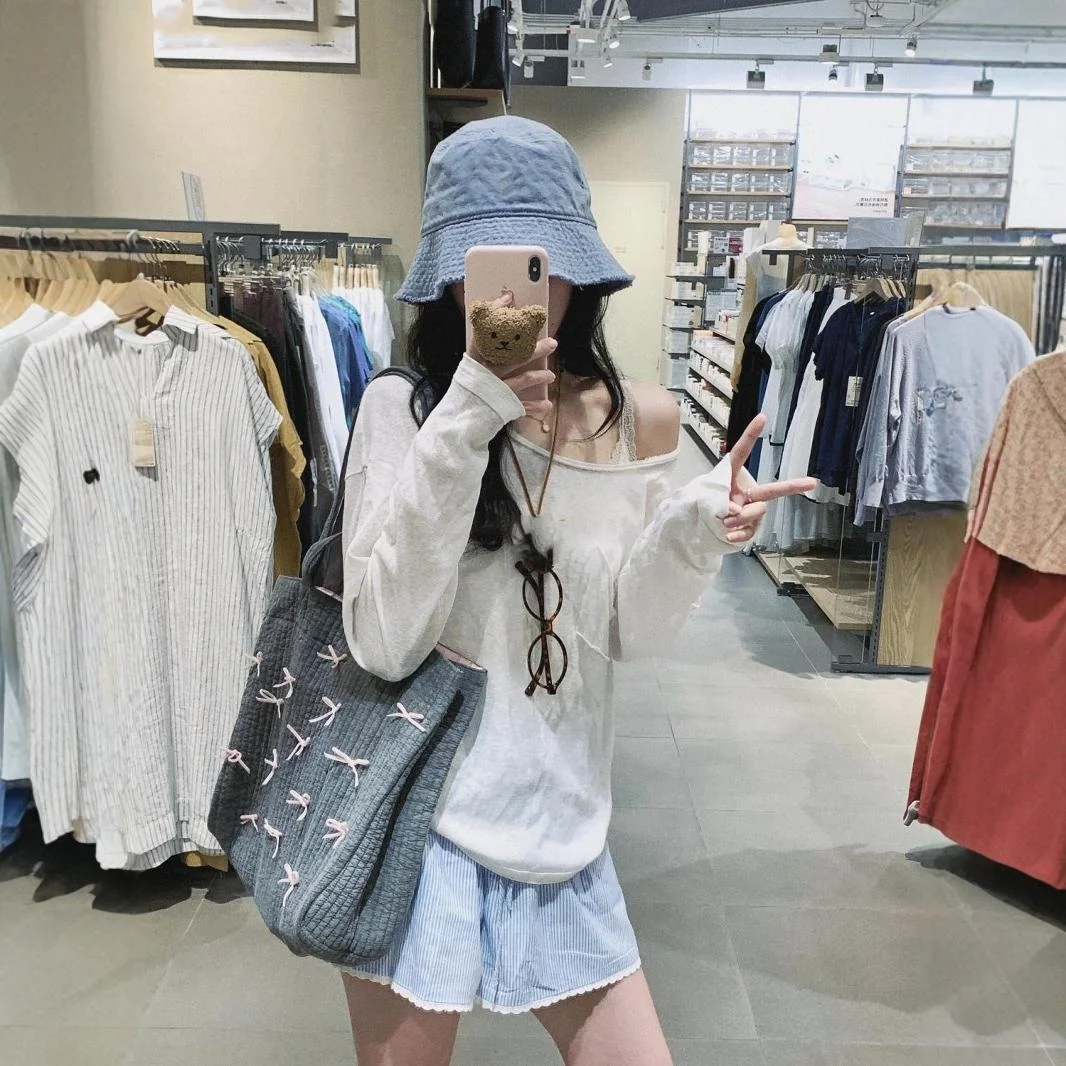 Сумка с бантом Холщовая большая сумка через плечо Нишевая модная