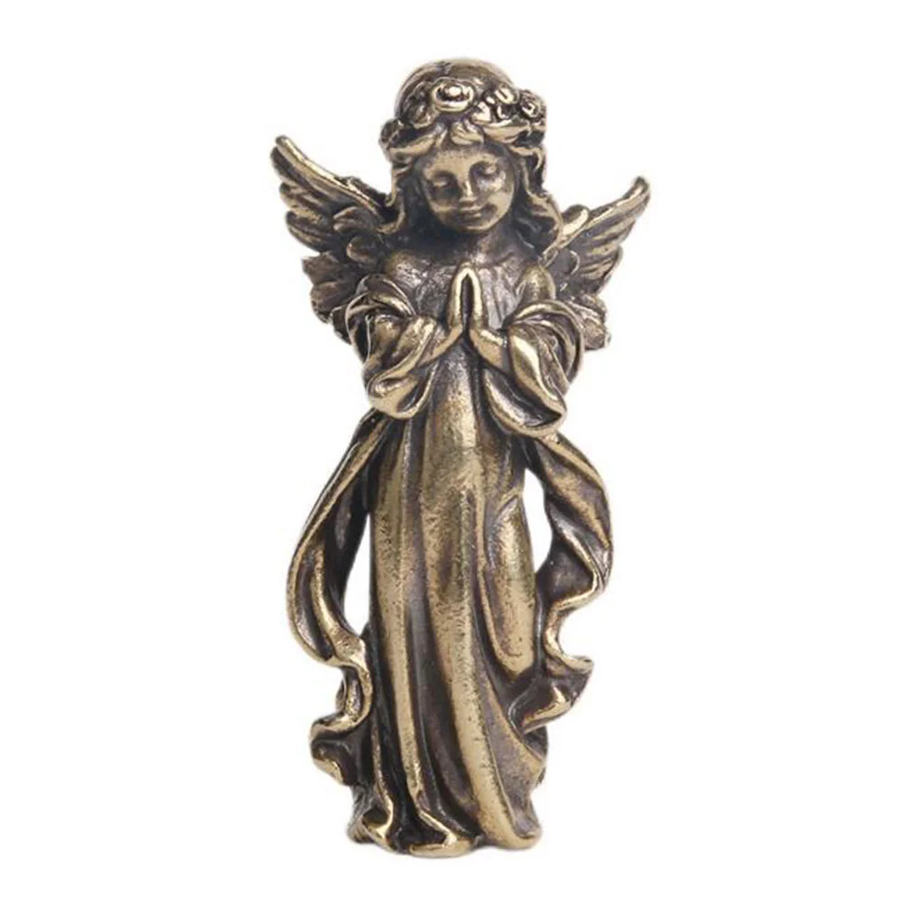 

Baby Keepsake Gifts Angel Table Decoration Figurine Desktop Sculptured Metal 5.2x3cm Copper Adornment Golden Ornament