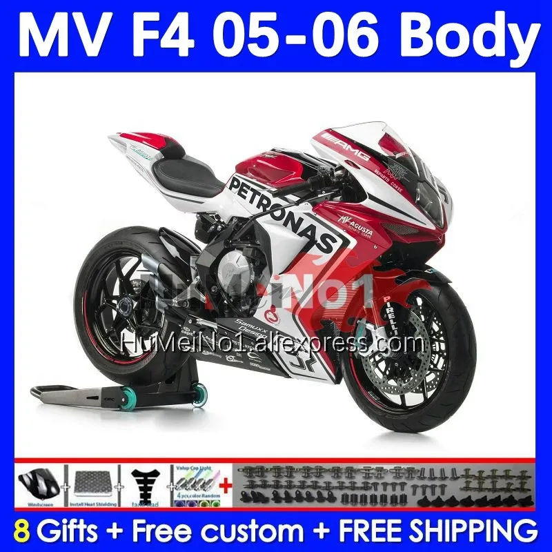 

Body For Agusta MV F4 R312 750S 1000 R 750 1000CC 104No.80 1000R 312 1078 1+1 MA MV F4 2005 2006 05 06 Fairing Kit red white