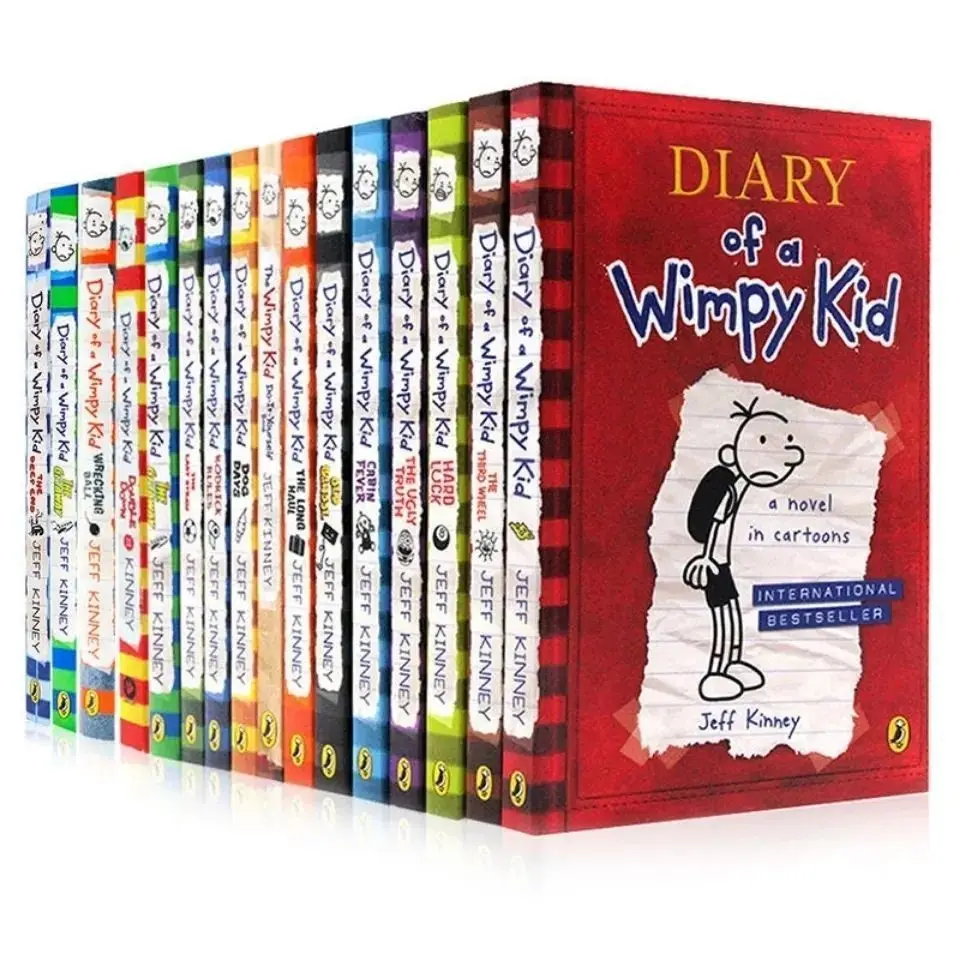 

16-volume set children's black and white page story picture book English extracurricular reading book Wimpy Kid Diary English
