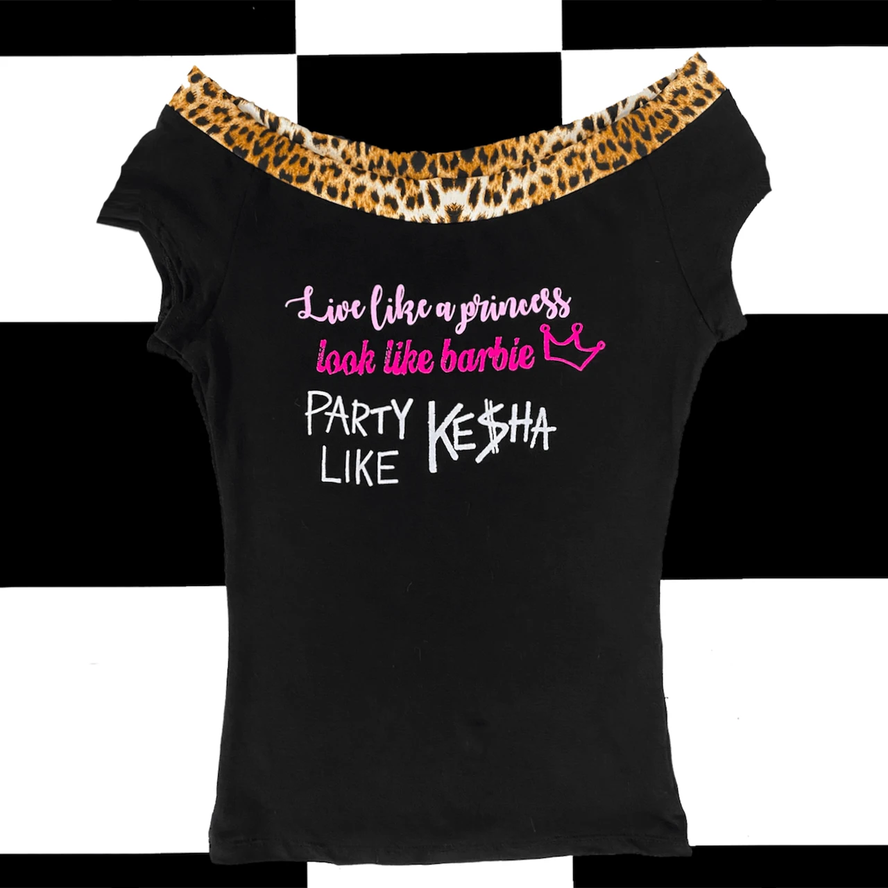 MILANG GIRL Готический топ с леопардовым принтом