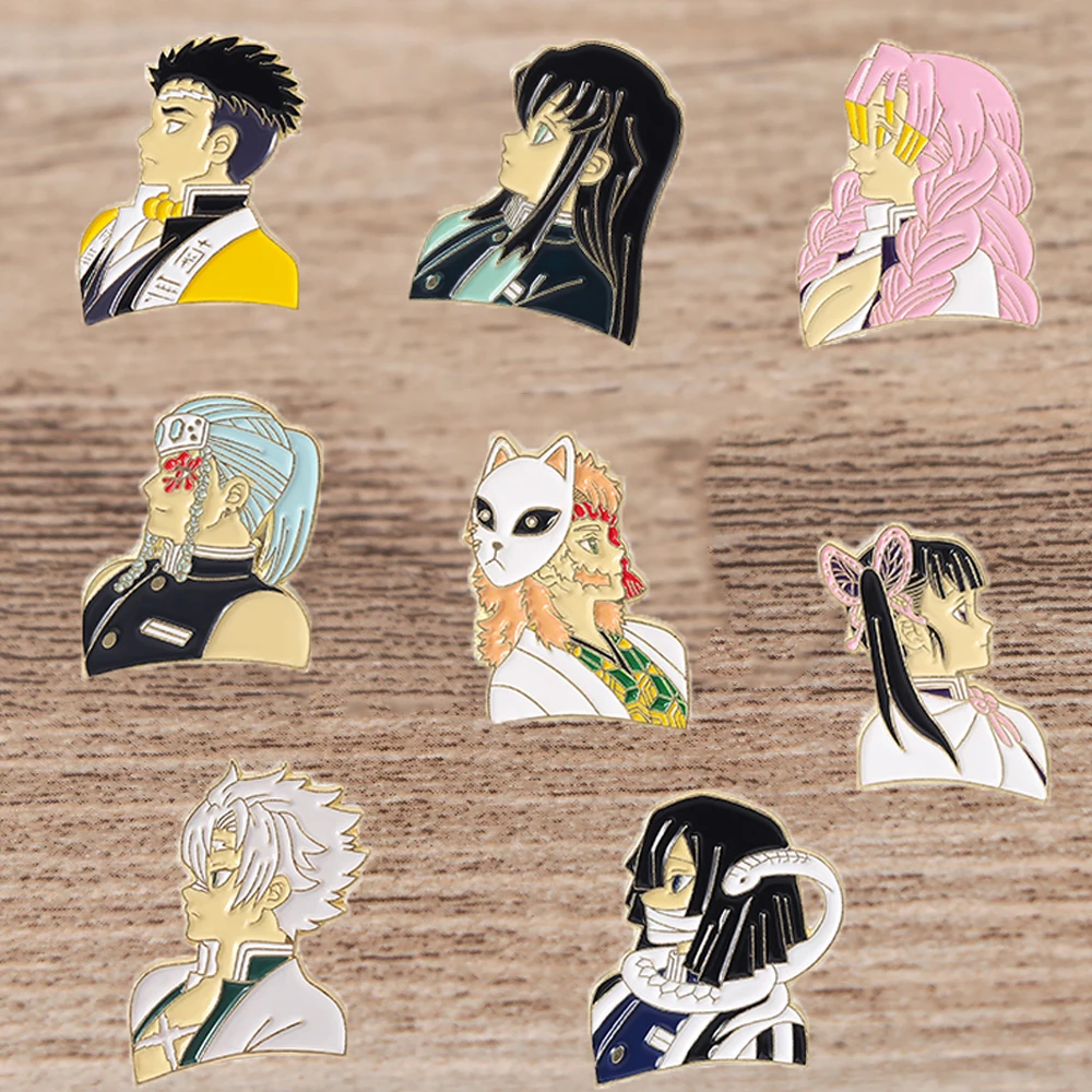 

Manga Demon Slayer Kimetsu No Yaiba Enamel Badge Brooches Button For Women Japanese Anime Lapel Pins Backpacks Accessories