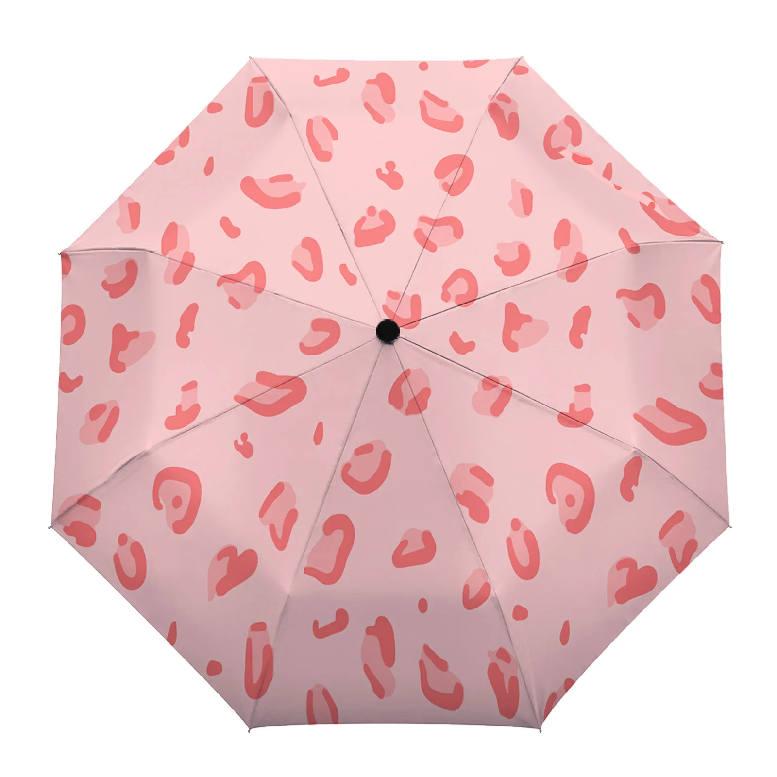 

Pink Leopard Rain Umbrella Folding Sun Umbrella Outdoor Sunscreen Anti-UV Parasol Female Male Umbrellas