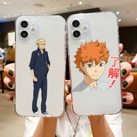 haikyuu volleyball phone cases for iphone se 2020 6 6s 7 8 11 12 13 mini plus x xs xr pro max cases transparent shell