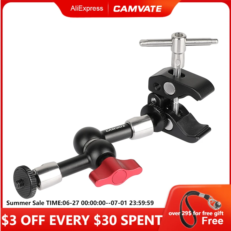 

CAMVATE 7" inch Articulating Magic Arm 1/4" Mount + Super Clamp Crab Pliers Clip for Monitor Camera Cage