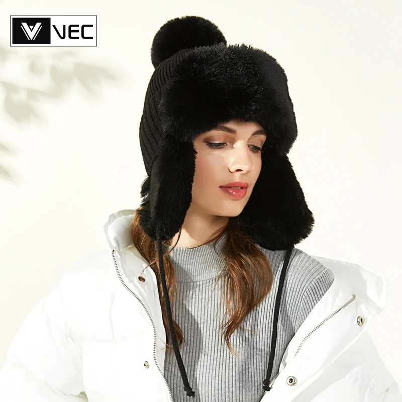 VEC флисовая модная шапка Lei Feng женская зимняя вязаная на флисовой подкладке