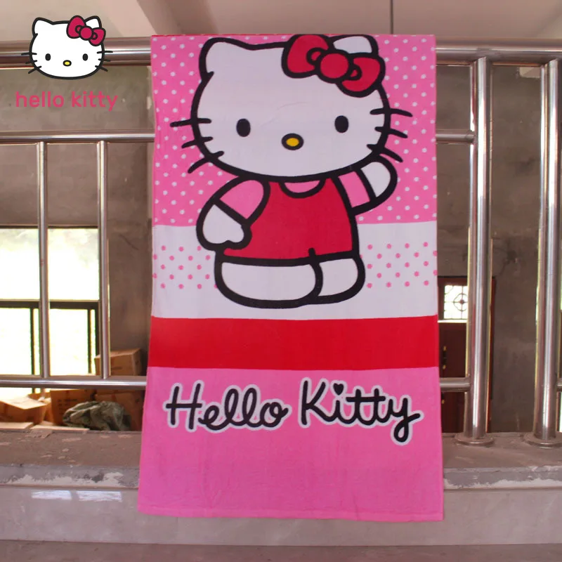 

65x150cmHello Kitty Sanrio Cotton Cartoon Towel Adult children absorbent towelette beach Towel