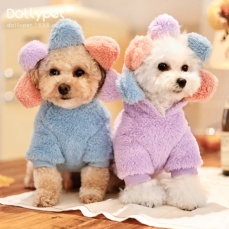 

Цветочная бархатная толстовка с капюшоном, одежда для домашних животных, утепленная Милая Одежда для собак, костюм Французского бульдога, х...