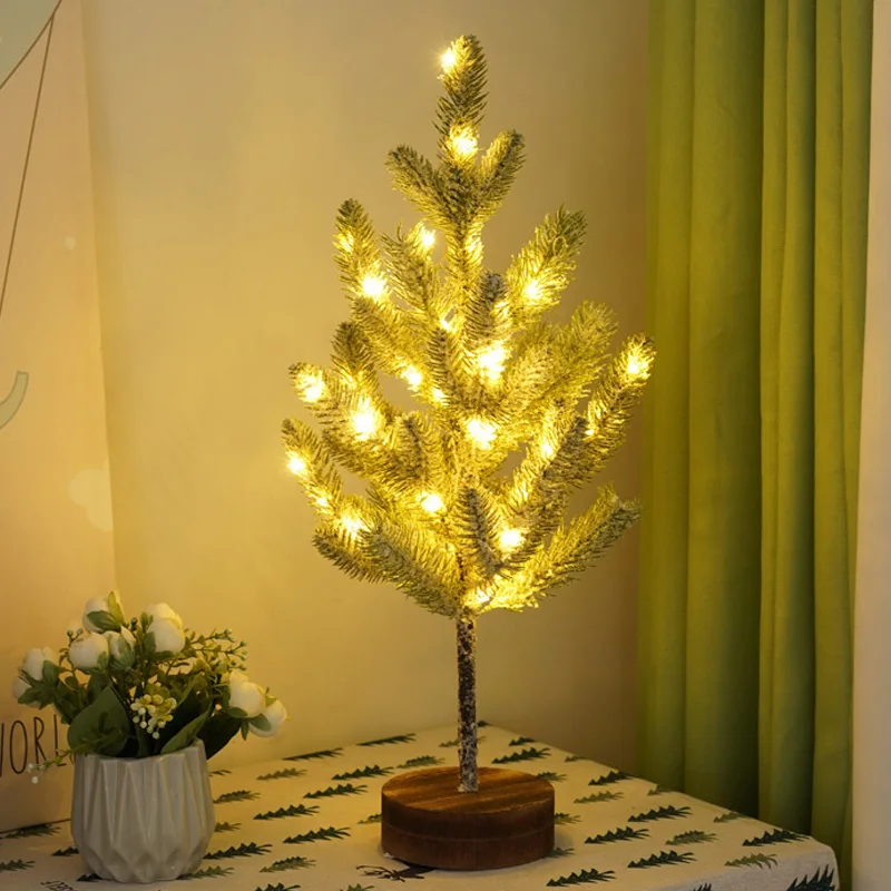 

55cm Fake PVC Pine Needle Tree LED Lighting Christmas Tree Home Table Night Light Navidad Natal Noel 2024 Xmas Party Decoration
