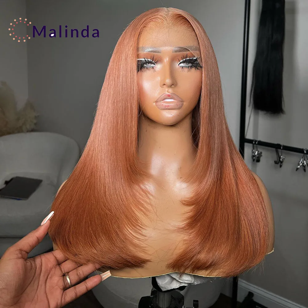 

Super Double Drawn Grey Orange Blonde 13x4 Bone Straight HD Transparent Lace Front Glueless Wig Human Hair Wear And Go For Women