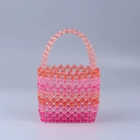 fashion acrylic crystal beaded handbag mini round colorful bead tote bag for women 2022 evening bag wedding clutch purses female