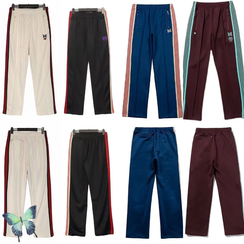 

Embroidered Butterfly Stripe Needles Pants Trousers Apricot AWGE Needles Men Sweatpants