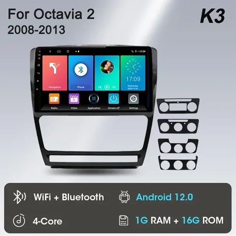 Srnubi Android 13 Carplay Автомобильный радиоприемник для Skoda Octavia 2 A5 2008-2013 Мультимедийный плеер Навигация GPS 2 Din Стерео DVD Динамик