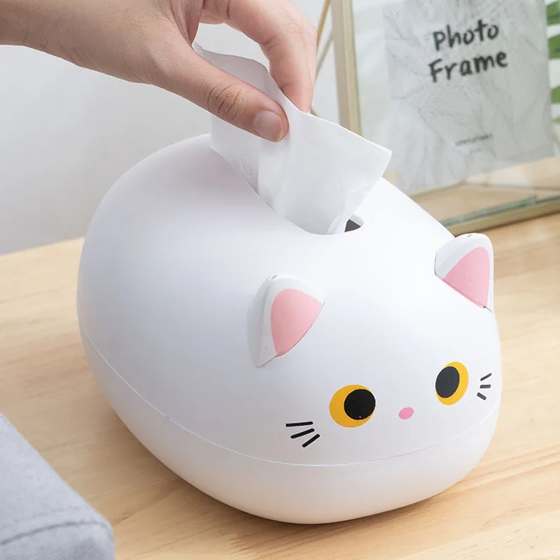 Кавайная кошка коробка для салфеток Настольный держатель туалетной бумаги
